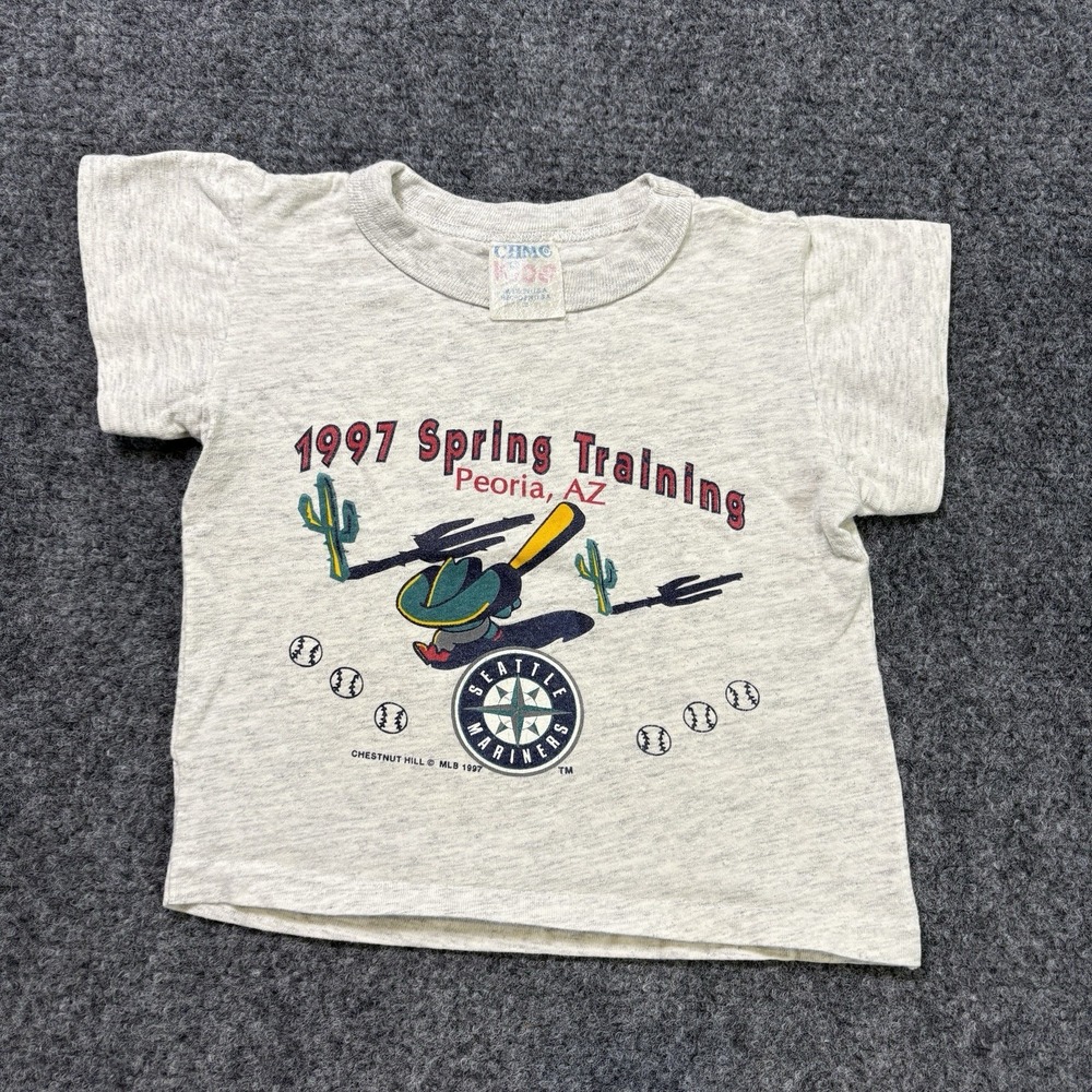 Vintage 1997 Seattle Mariners Sprint Training T-Shirt Kids Sz 2 Gray MLB Tee